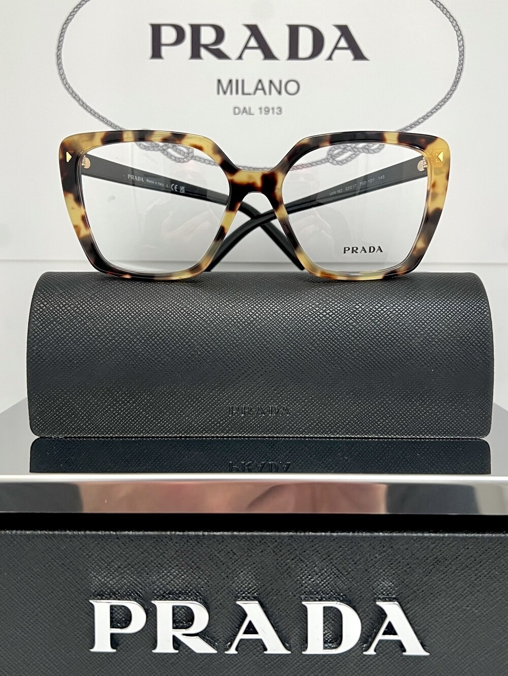 Prada Milano VPR 16Z Rectangle Cat Eye Eyeglasses in Tortoise